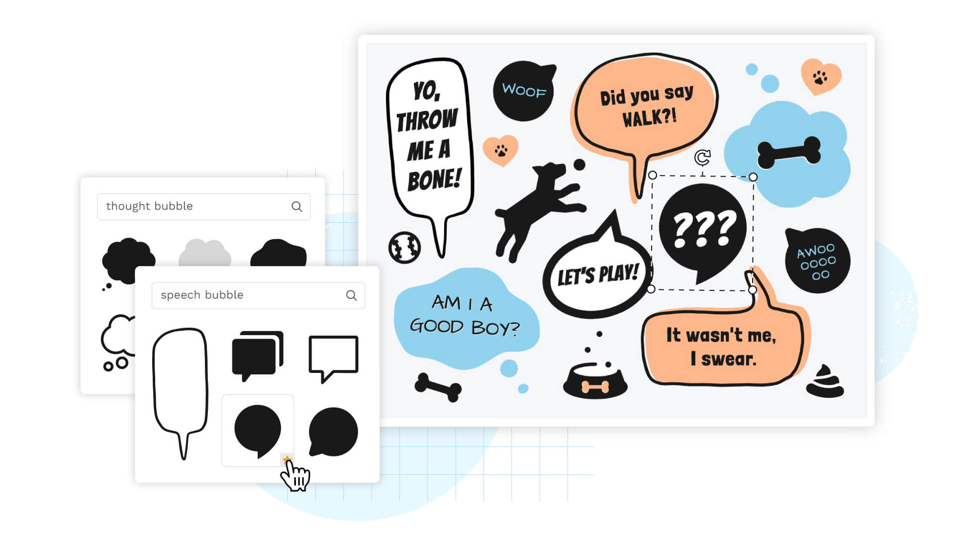 create speech bubbles using like don't mind and